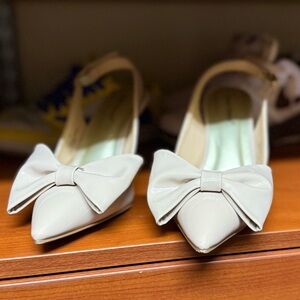 Women's Elegant Cream Bow Heels